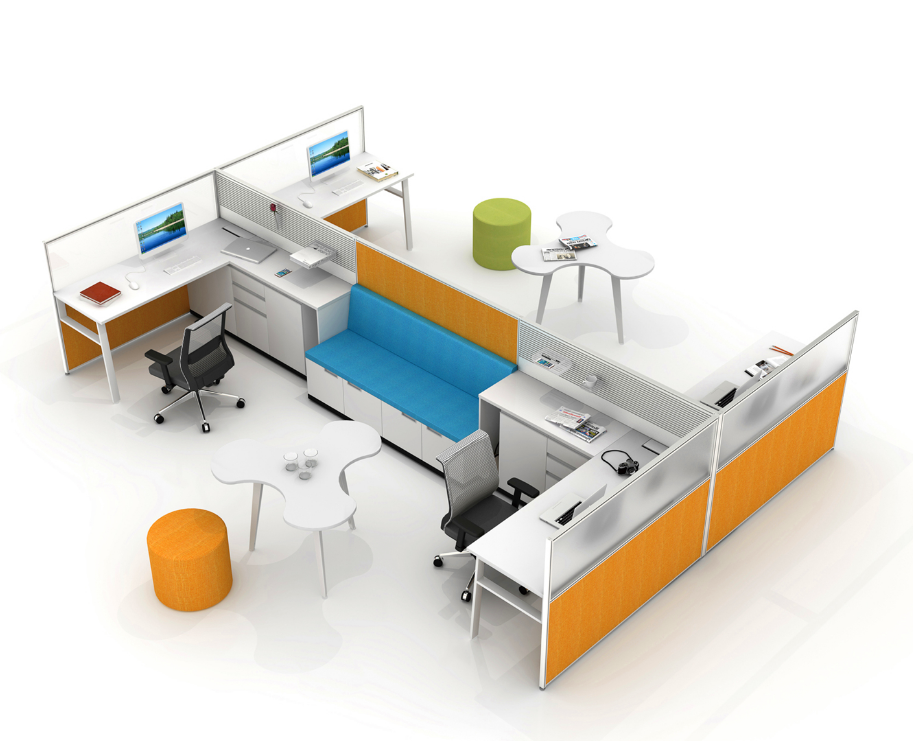 现代简约风格办公桌,深色木质桌面配金属支架,线条简洁流畅,适合现代办公环境